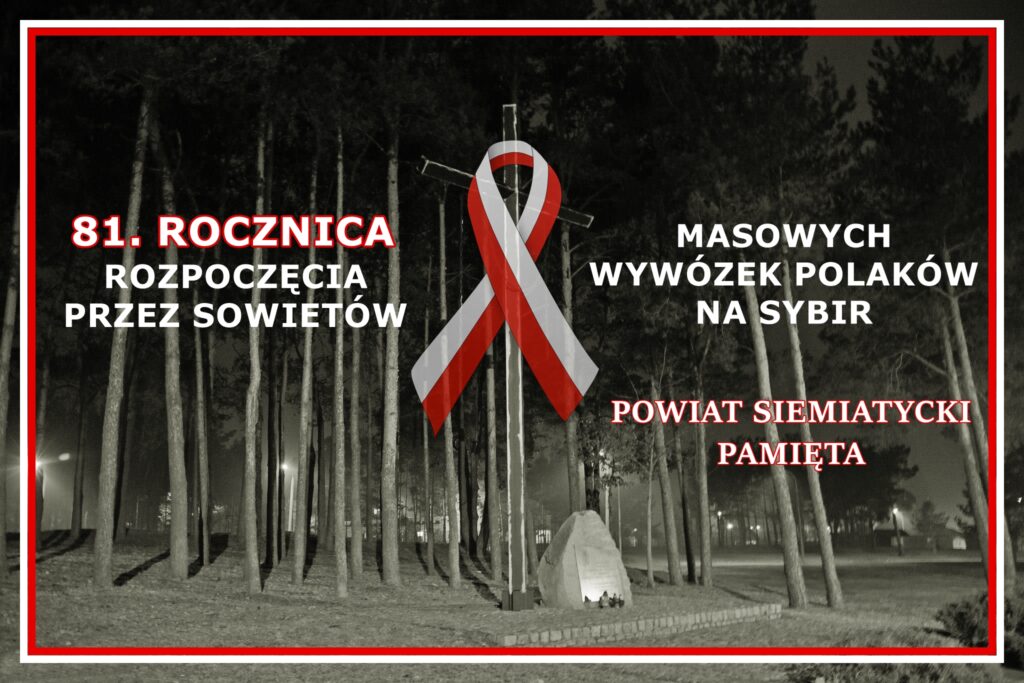 Zdjęcie przedstawia grafikę związaną z 81 rocznicą masowych wywózek Polaków na Sybir