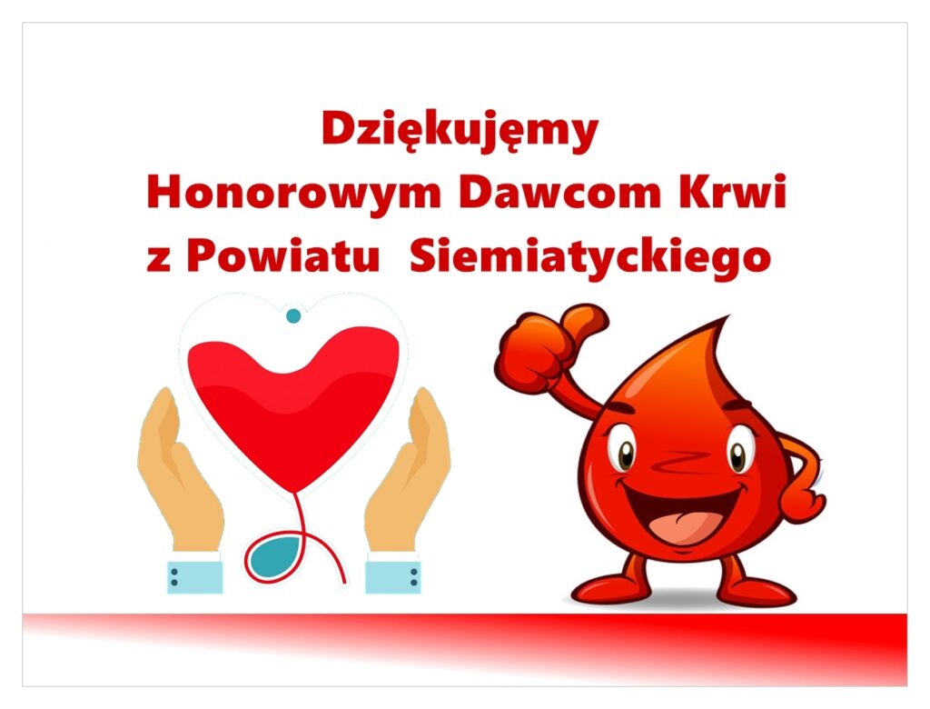 grafika podziękowanie honorowym dawcom krwi z powiatu siemiatyckiego