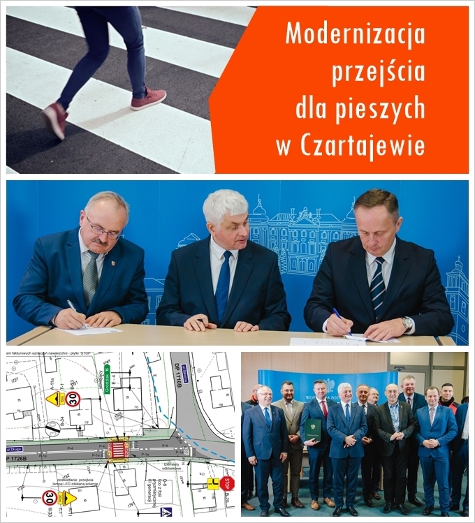 grafika przedstawiąjąca posdpisanie umowy odnośnie modernizacji przejścia dla pieszych w Czartajwwie