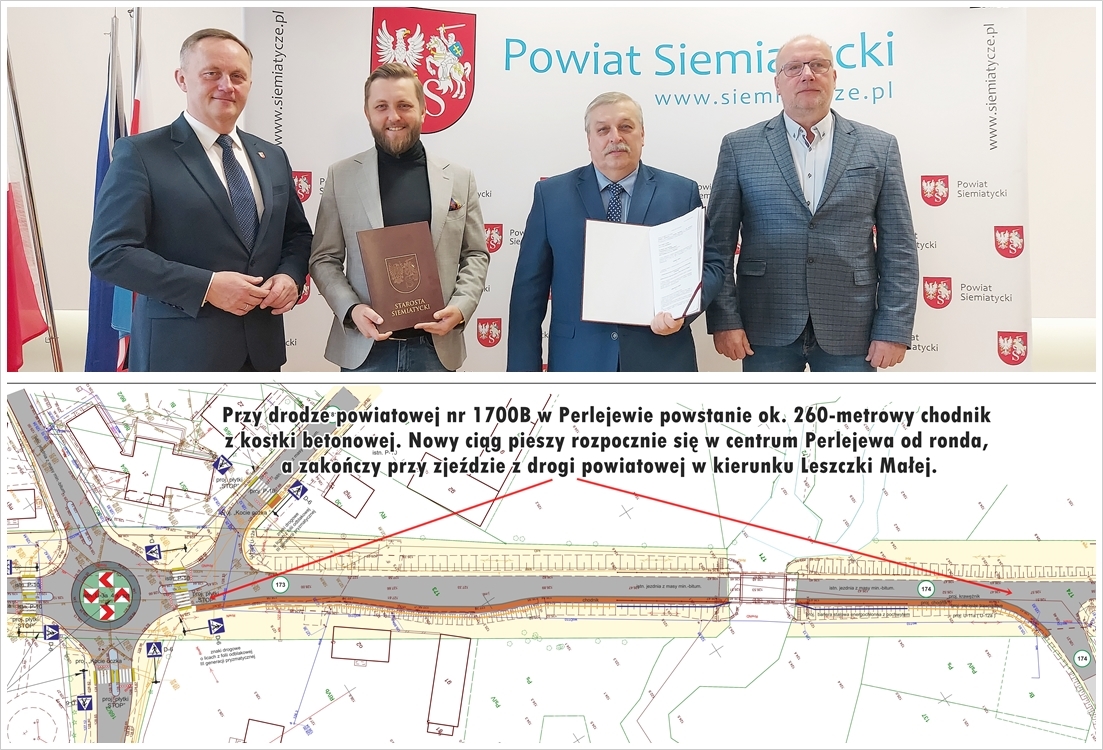 podpisanie umowy na budowę chodnika w Perlejewie