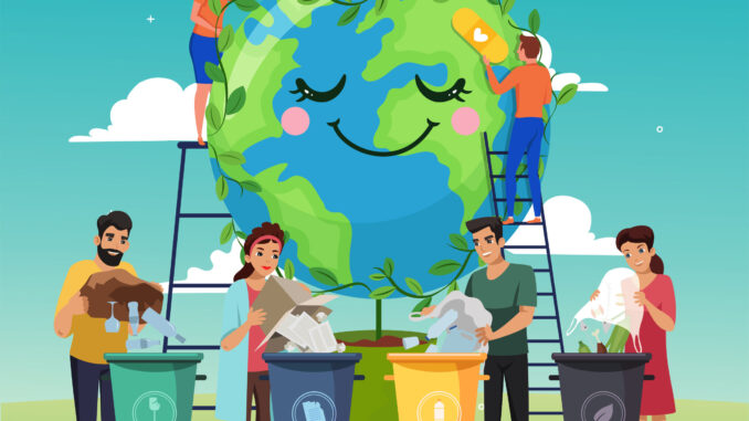 plakat projektu „Ziemi będzie lżej – Segregować śmieci Tylko chciej”